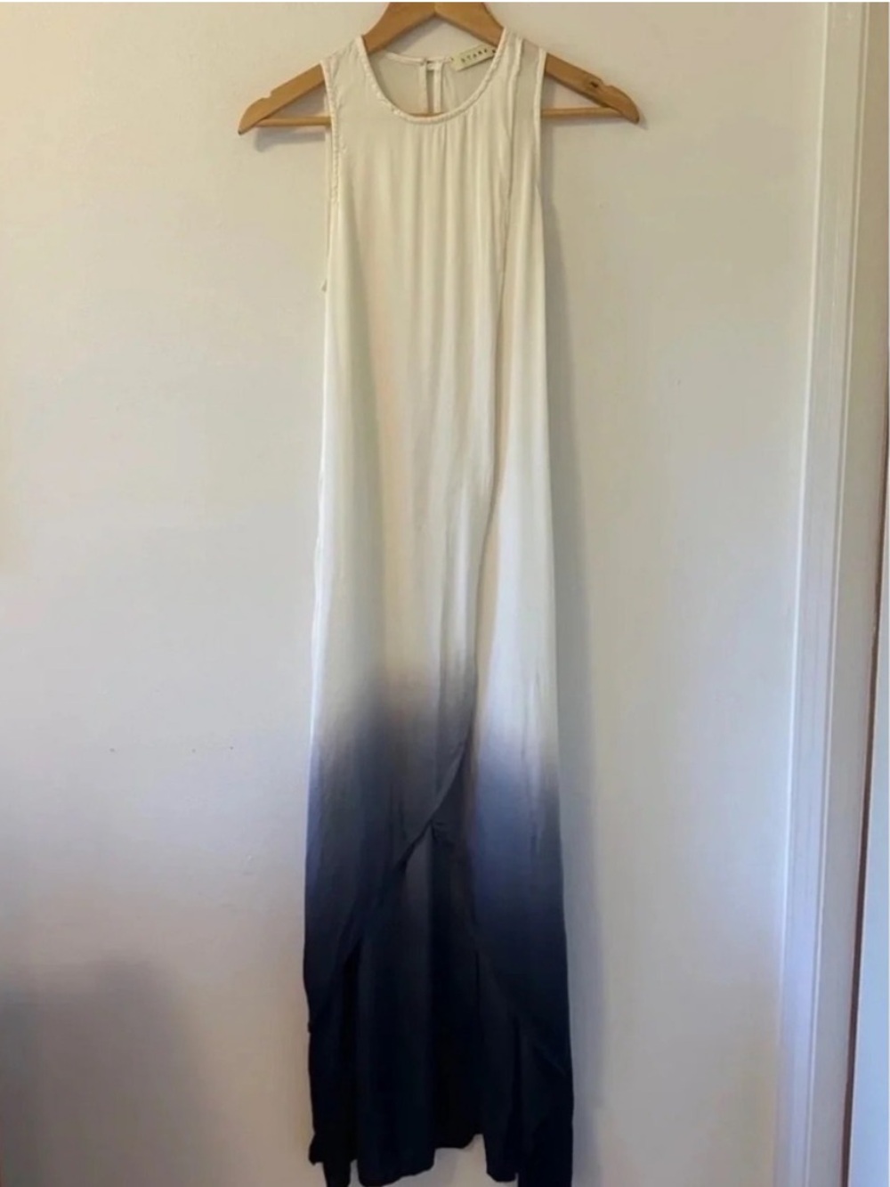 Stark X Ombre Dip Dye Sleeveless Maxi Dress in White and Navy Blue | Size XS